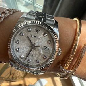 ROLEX DATEJUST SILVER JUBILEE DIAMOND JUBILEE BAND 116234 $9,965
